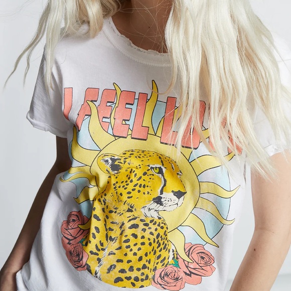 NWOT Recycled Karma I Feel Love Cheetah Tee - Picture 3 of 5